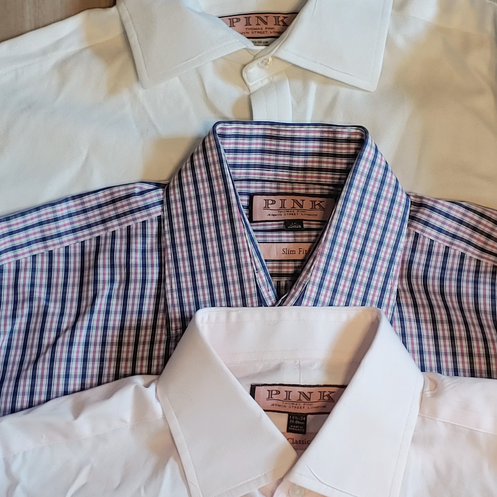 Thomas Pink Lot of 3 Dress Shirts 15.5 x 34